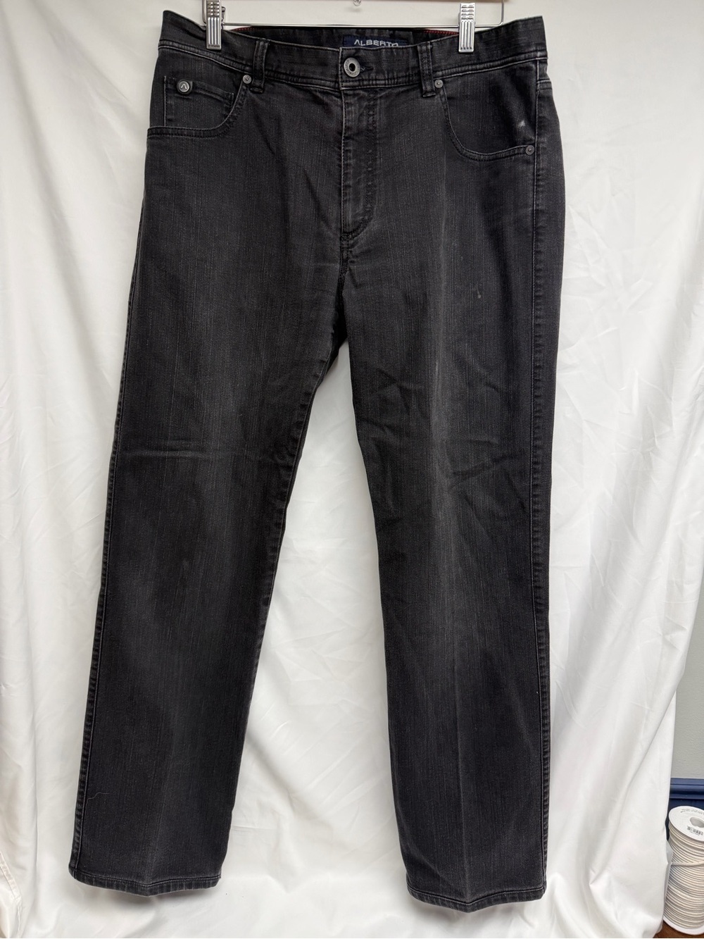 Alberto Stone-II Modern Fit T400 Denim Jeans 36x34 Washed Black
